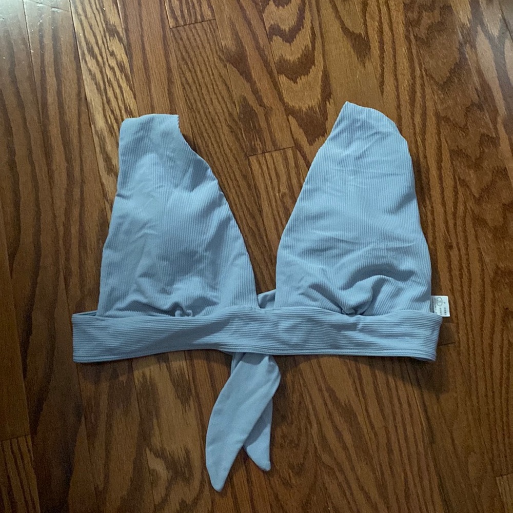 Abercrombie & Fitch Light Blue Wide Strap Ribbed Triangle Bikini Top XLarge